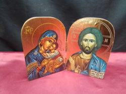 A Wooden Icon Nicely Painted. W.19 H.14 Cm.