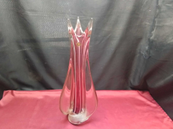 A genuine tall and heavy art Murano Glass vase(stamped). W.17 H.48 Cm.