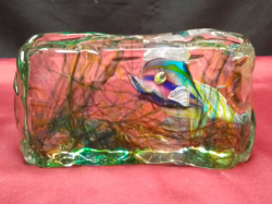 Murano Glass Block marine aquarium by  Gino Cenedese Aquarium, year 1960. W.17 H.9 Cm.