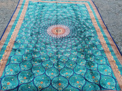Persian Man Made Carpets Silk oN Silk Lovely &  Beautiful Qum Gumbadi  Design. 196x298 Cm.