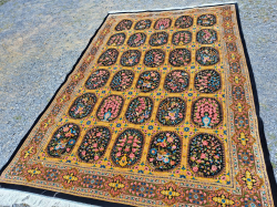 Persian Man Made Carpets Silk oN Silk Lovely &  Beautiful Qum Garden Tree Of Life  Design. 200x300 Cm.