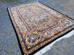 Persian Man Made Carpets Silk oN Silk Lovely &  Beautiful Qum FLORAL Guldaan Design. 200x300 Cm.