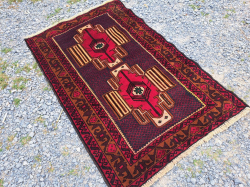 Persian Lovely Balauch Tribble Carpet. 87x136 Cm.