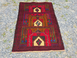 Persian Lovely Balauch Tribble Carpet.95x134 Cm.