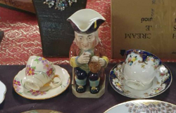 Art deco hand painted 1932 English Royal could on cup and saucer and Victorian hand painted cup and saucer and Beswick toby philpott jug
(3 items)