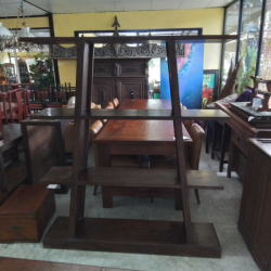 A Large 3 Shelf Teak Well Unit. W.150 D.34 H.170 Cm.