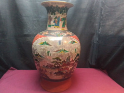 Antique Large oriental transitional period Katani hand painted vase ( stamped) (A/F at the top).W.34 H.58 Cm.