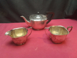 A Nice 3 Pieces Art Deco Silver Plated Tea Set.