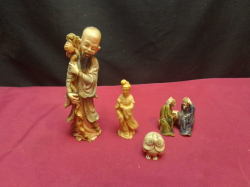 4 Various Chinese Figures. Large H.15 Cm.