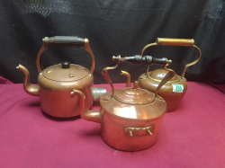3 Various Copper Kettles.