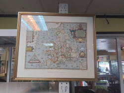 A Print of 1971 of Saxton's Map of England and Wales 1579. 43x63 Cm.
