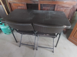 Plastic  Rattan Style Dining W.60 L.120 H.75 Cm. with 2 Folding Chairs.