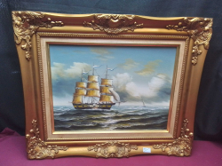 Oil Painting on Canvas with Gilt Framed. 57x47 Cm.