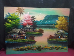 A Lovely Oil Painted on Wood. 50x70 Cm.