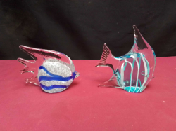 2 Lovely Murano glass fish. H.9,11 Cm.