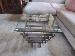A Modern Metal Based Glass Toped Coffee Table. H.52 W.60 Cm.