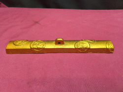 Gold Plated, Oriental Vintage ingot weight, signed. W.19 Cm.