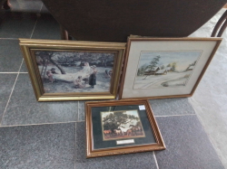 3 Gold Gilt framed pictures. 