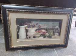 A Gorgeous Framed French Country Farmhouse artwork, By British Born Kathryn White Artist. Fleurs De Paris. 73x48Cm.