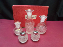 5 Cut Crystal glass bottles in original box with stoppers