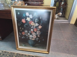 A Lovelt Printing Picture of Flower in Vase on Gilt Framed.85x65 Cm,