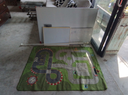 A Job Lot items ( 3 Whiteboards, A Small Carpet and curtain  Rail.