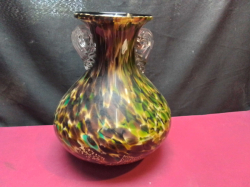 Army color Murano vase. W.20 H.27Cm.