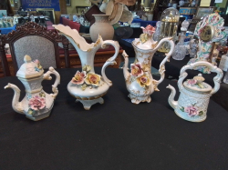 4 Capodimonte Tea Pots & Jug  (some A/F)