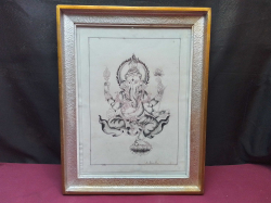 Indian GANESHA Pencil Etching by Artist Anil Awasthi/Kanpur. 37x47 Cm. 