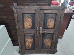 A Nice Large Teak Hand Painted Thai Style Window Mirror. 80x98 Cm.