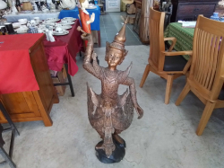 A Lovely Thai Kinary Wooden Statue H.113 W.40 D.22