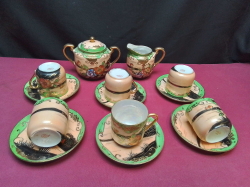 6 Cups and Saucers Jug and Sugar Pot Hand Painted Japanese. 