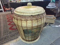 A Large Hand Painted Large Fiber Basket H.80 W.60