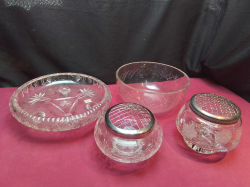 2 Cut Glass Rose Bowl and 2 Cut Glass Bowl.