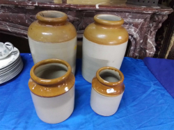 2 Large W.22 H.32 and 2 Medium Stoneware  Jars.