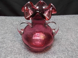 A Lovely Cranberry Vase. W.11 H.12 Cm.