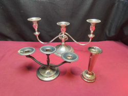 3 Pieces of Silver Plate of Candle  Sticks.