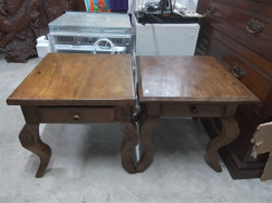 A Teak pair of Single Drawer Low Table.W.49 L.50 H.50 Cm(1A/F)