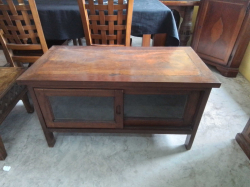 A Nice Low Wooden Cabinet with Sliding Doors. L.104 D.52 H.56 Cm.