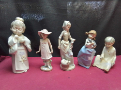 5 Various Spanish Figures 3 NAO and LLADRO (Minor A/F possible)