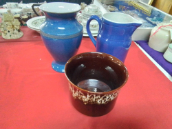 3 Pieces of English Pottery include a Large Vase by Dendy.