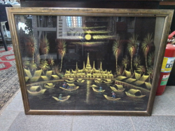 A Nice Thai Old Life Style  Glazed Picture. 70x90 Cm.