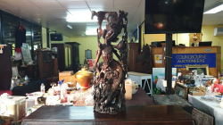 A beautiful large oriental one piece very fine hand- carved. Rosewood figurine, Slightly a/f but still a beautiful item. W.22 H.68 Cm.