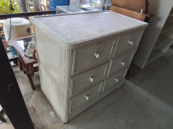 A Thai Style Rattan 6 Drawers Cabinet with 1 key. W.92 D.51 H.84 Cm.
