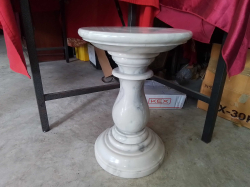 A  White Marble Pedestal Side Table or Plant Stand. W.36 H.50 Cm.