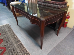 A Glass Toped 3 Drawers Serpentine Fronted Side Table. W.145 D.76 H.77 Cm.