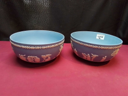 A Pair of Large Wedgwood Light Blue Bowls. W.21 H.10 Cm.