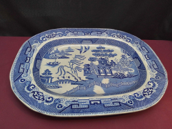 A Large Old Willow Pattern Plate 36x46 Cm. (A/F) 