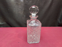 A Heavy Cut Glass Squre Decanter W.9 H.26 Cm.