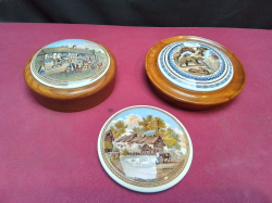 3 Old Pot Lids 2 by Coalport 1 by Pratt (Shakspeare's Cottage)